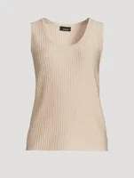 Silk Cotton Structured Lines Knit Tank Top