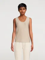 Silk Cotton Structured Lines Knit Tank Top