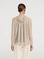 Silk Cotton Structured Lines Knit Hoodie