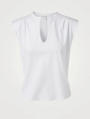 Padded Shoulder V-Neck T-Shirt