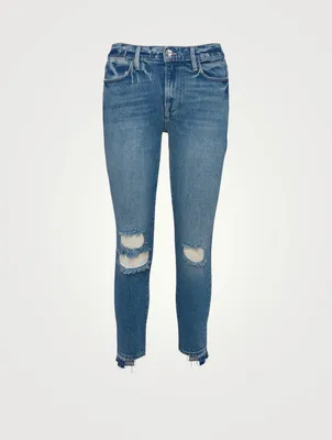 Le High Skinny Crop Jeans With Release Stagger Hem