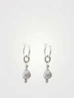 Breaker Petite Hoop Earrings With Pearls