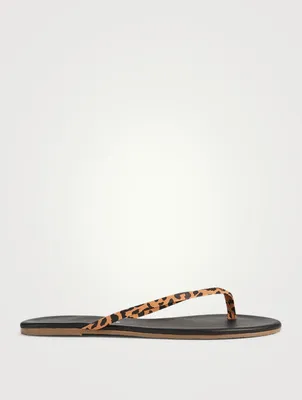 Lily Studio Exotics Leather Thong Sandals Cheetah Print