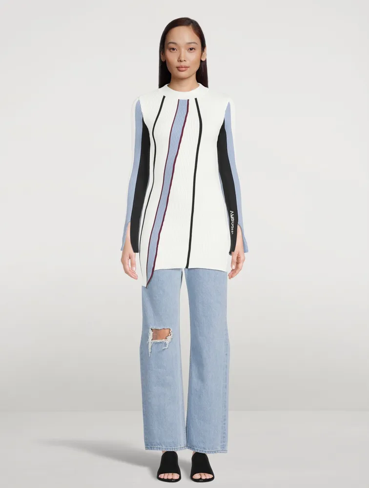 Asymmetric Ribbed Knit Top