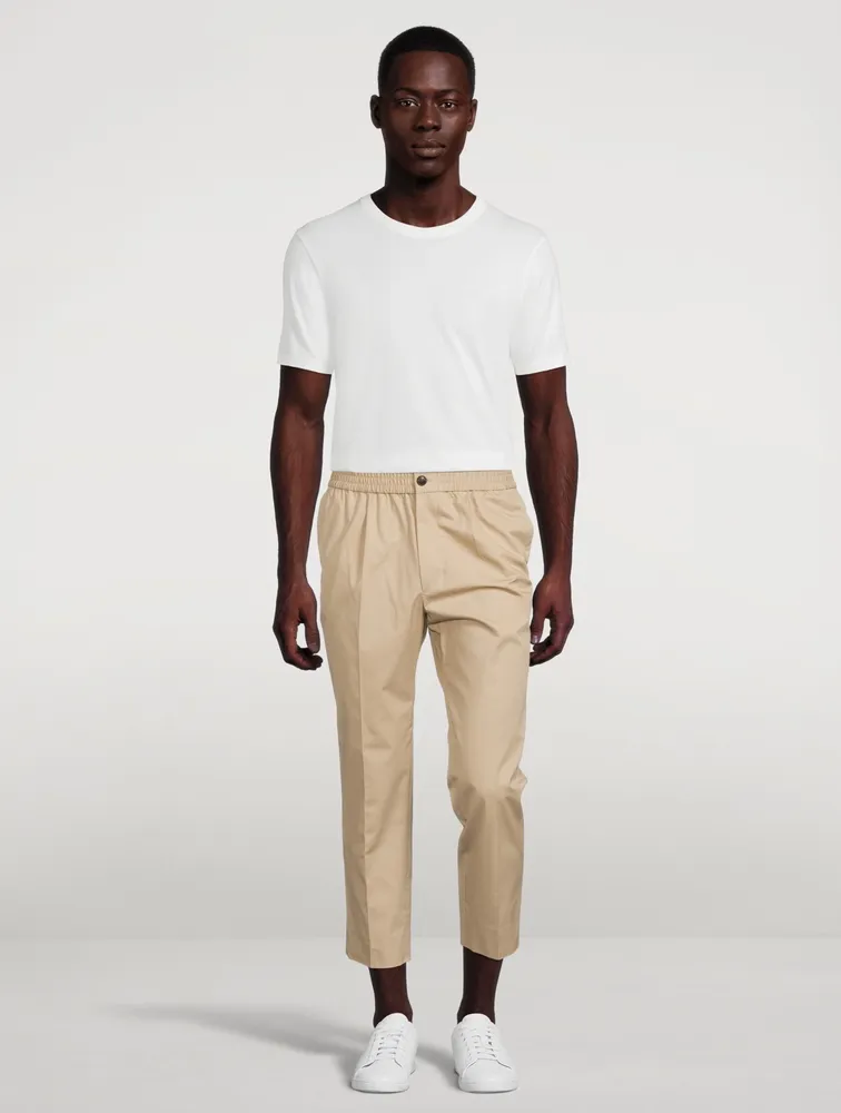 Elastic-Waist Cropped Pants