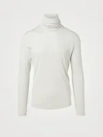 Pima Cotton Ribbed Turtleneck Top