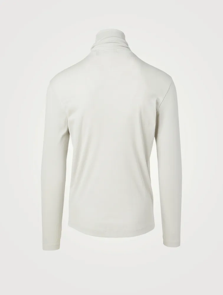 Pima Cotton Ribbed Turtleneck Top