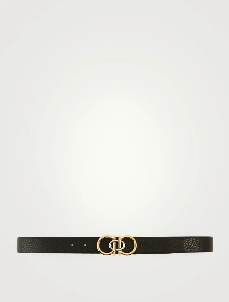 Reversible And Adjustable Leather Gancini Belt