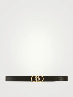 Reversible And Adjustable Leather Gancini Belt