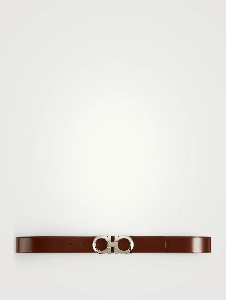 Reversible And Adjustable Leather Gancini Belt