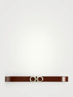 Reversible And Adjustable Leather Gancini Belt