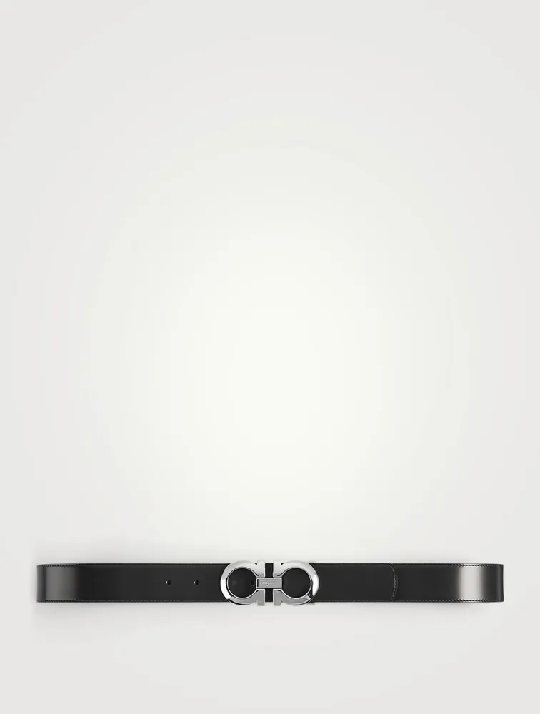 Reversible And Adjustable Leather Gancini Belt