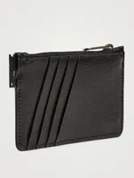 Leather Zip Card Holder With Logo