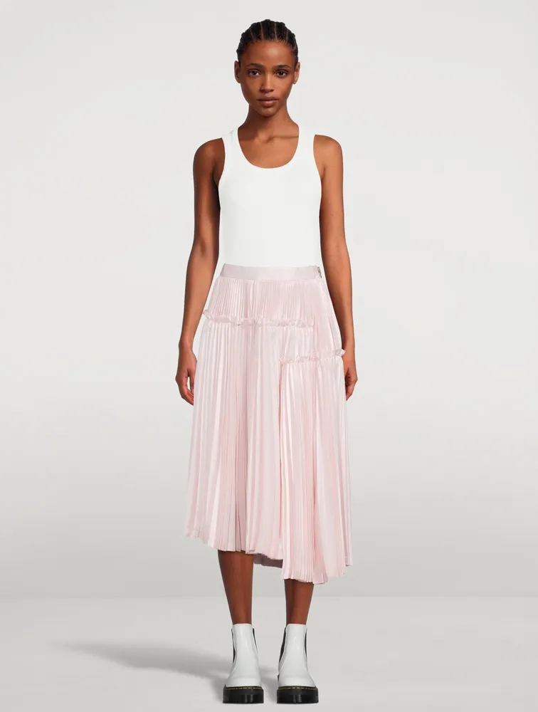 Polyester Satin Pleated Skirt