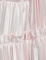Polyester Satin Pleated Skirt