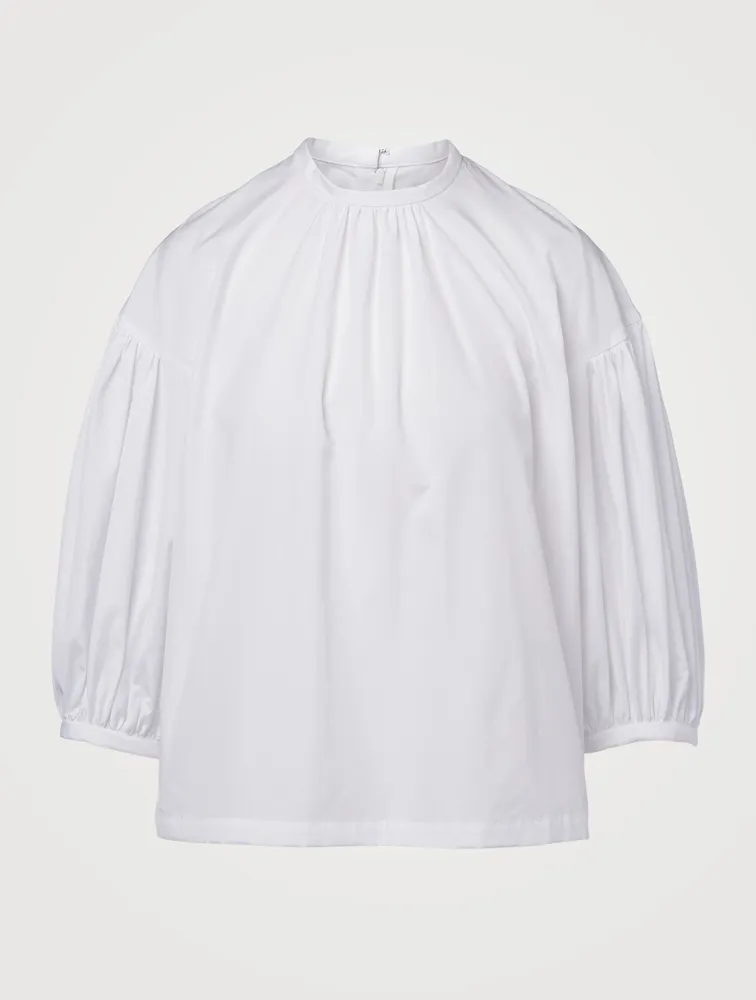 Cotton Quarter-Sleeve Blouse