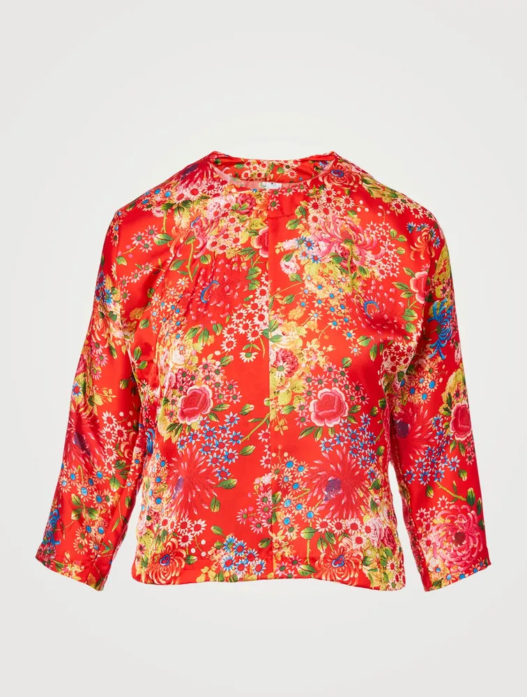 Chiffon Satin Top Floral Print