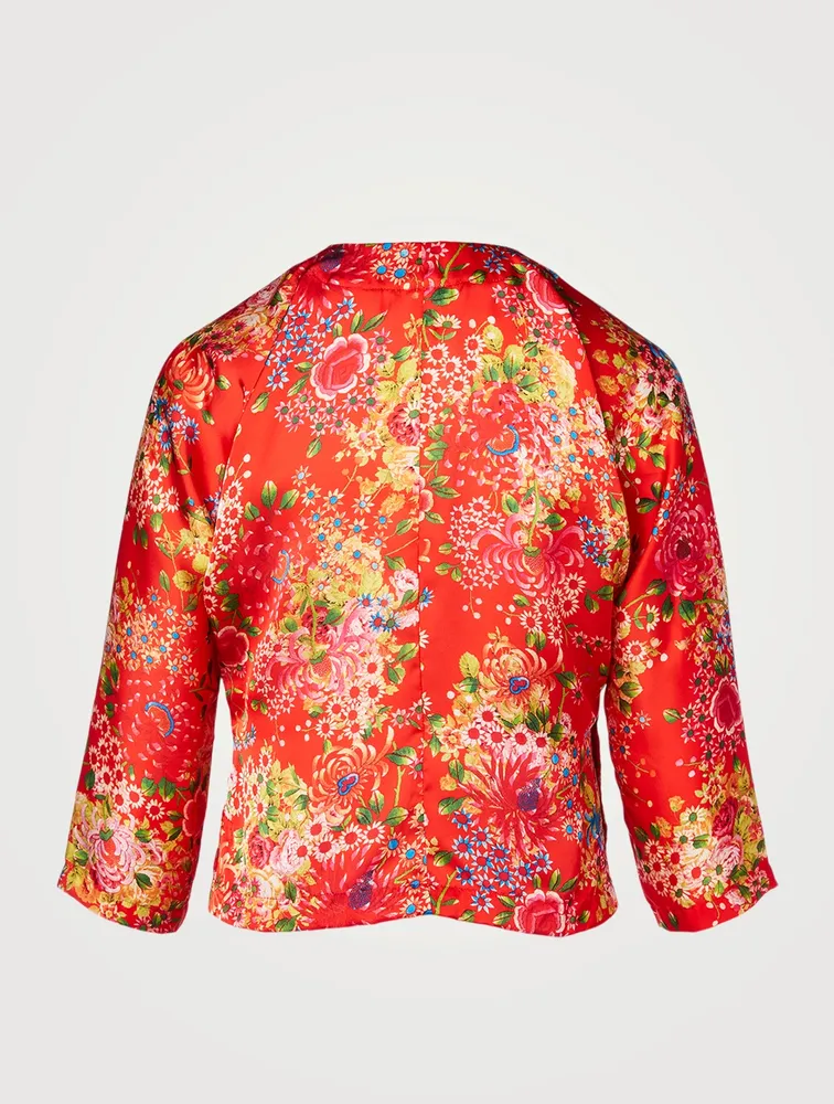 Chiffon Satin Top Floral Print