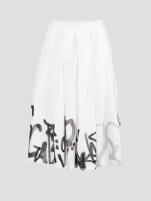Cotton Midi Skirt Graffiti Paint