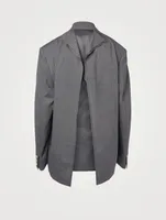 Wool-Blend Double-Breasted Blazer With Open Back