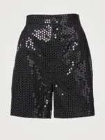 Sequin Embroidered High-Waisted Shorts