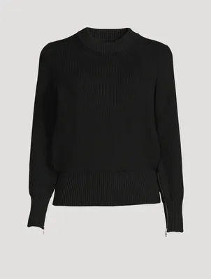Cotton And Wool Ribbed Knit Sweater