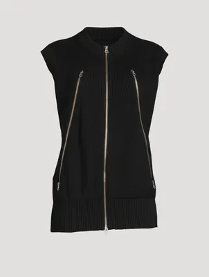 Ribbed Knit Moto Vest