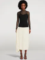 Asymmetrical Pleated Midi Skirt