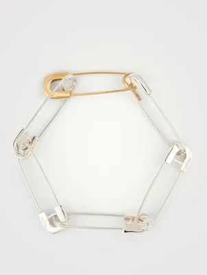 Sterling Silver And 18K Goldplated Safety Pin Bracelet