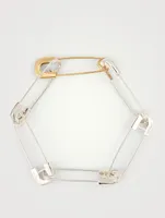 Sterling Silver And 18K Goldplated Safety Pin Bracelet