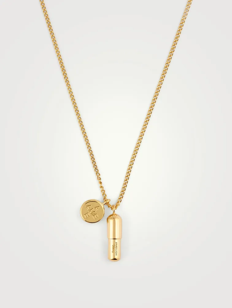 18K Gold Plated Pill Pendant Necklace