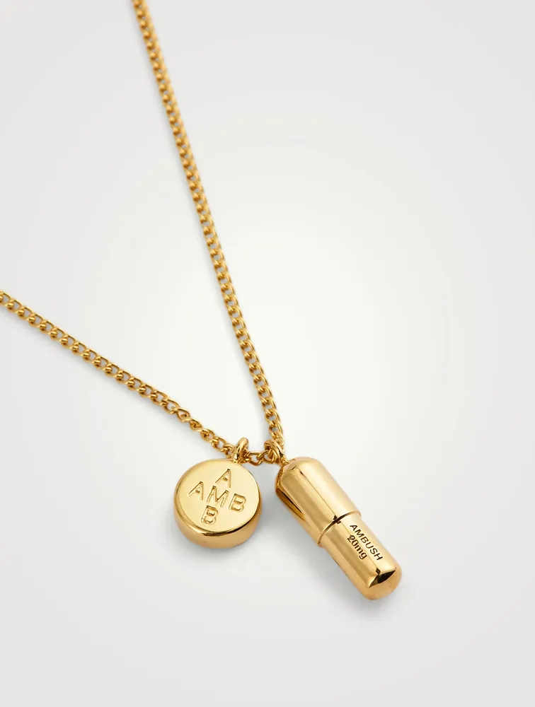 18K Gold Plated Pill Pendant Necklace