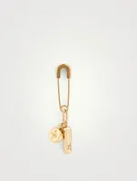 18K Goldplated Safety Pin Pill Charm Earring