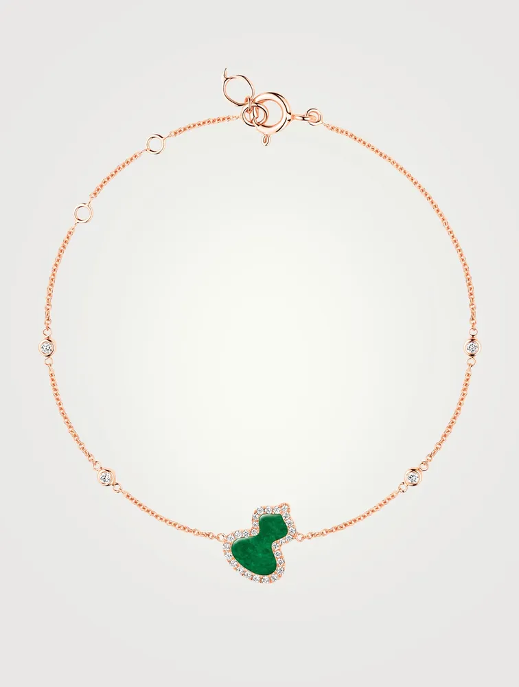 Petite Wulu 18K Rose Gold Bracelet With Diamonds And Jade