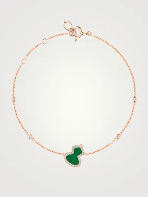 Petite Wulu 18K Rose Gold Bracelet With Diamonds And Jade