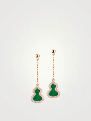 Petite Wulu 18K Rose Gold Earrings With Diamonds And Jade