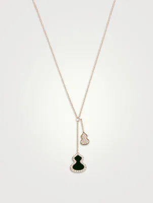 Petite Wulu 18K Rose Gold Necklace With Diamonds And Jade