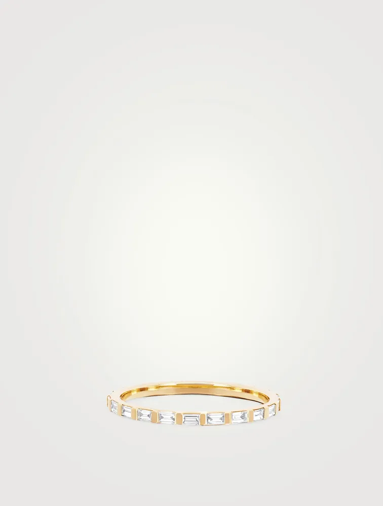 14K Gold Half Eternity Ring With Diamonds