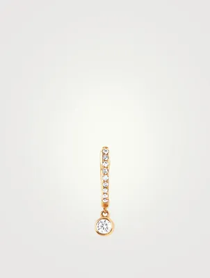 14K Gold Huggie Hoop Earring With Diamonds