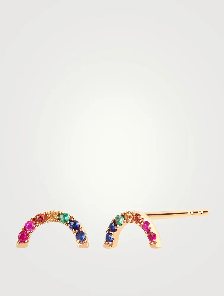 14K Gold Rainbow Stud Earrings