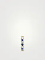 Mini 14K Gold Huggie Hoop Earring With Diamonds And Sapphire