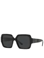 Monochrome Square Sunglasses With Crystals