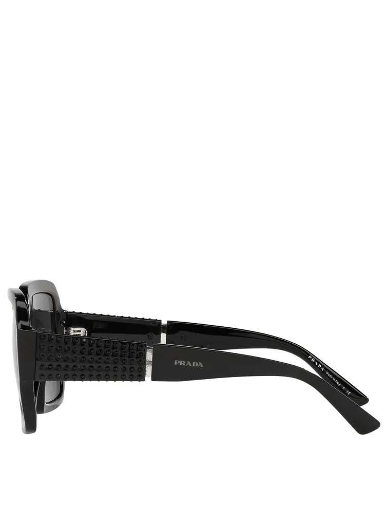 Monochrome Square Sunglasses With Crystals