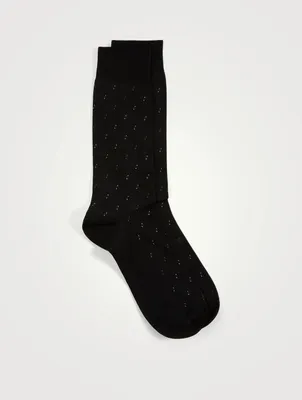 Addison Fil d'Ecosse Socks In Diagonal Spiral Line & Dot