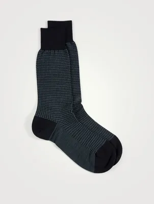 Highbury Merino Wool Socks In Houndstooth Print