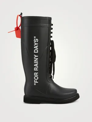 For Rainy Days Rubber Lace-Up Knee-High Boots