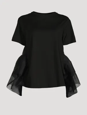 Cotton Jersey Tulle T-Shirt