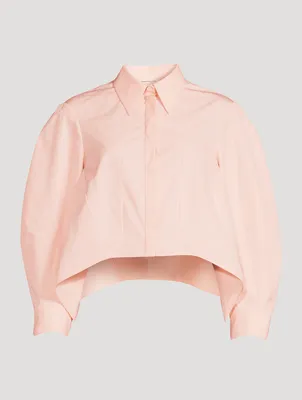 Poplin Cotton Cocoon-Sleeve Shirt