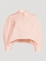 Poplin Cotton Cocoon-Sleeve Shirt