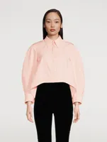 Poplin Cotton Cocoon-Sleeve Shirt